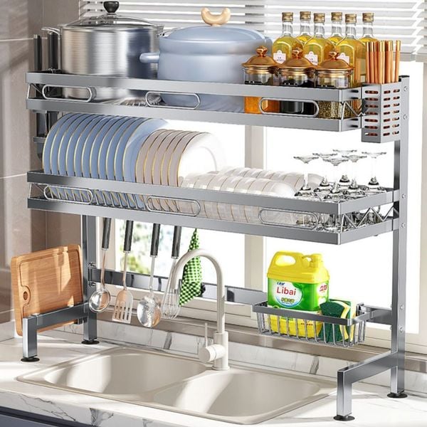 Kệ úp chén có nắp đậy bằng thép