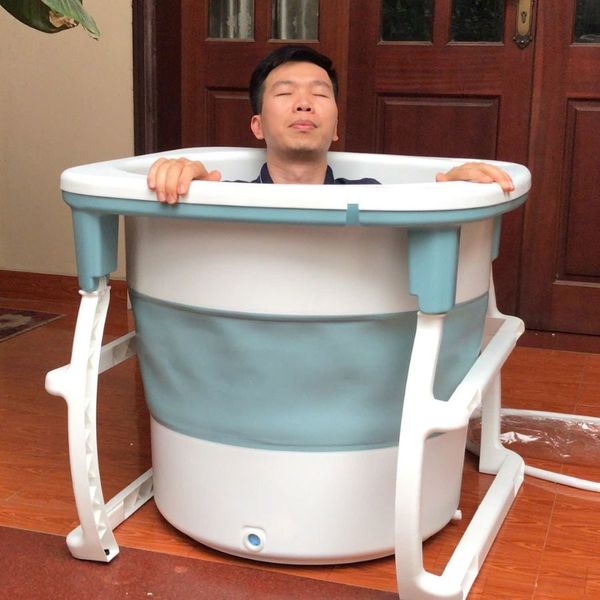 Bồn Tắm Gấp Gọn Tròn Bằng Nhựa Ngâm Người Thư Giãn