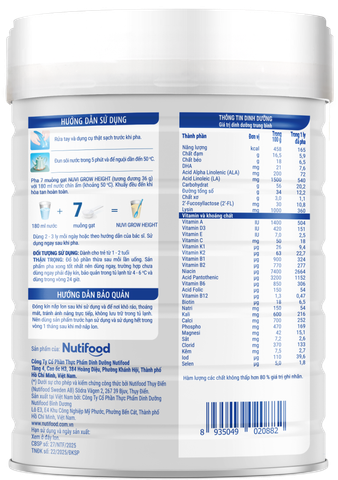 Sữa Bột Nuvi Grow Height 1+ 800g