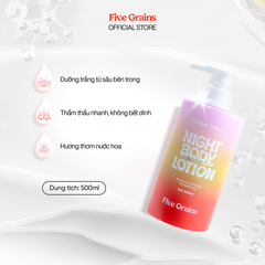Kem dưỡng body Cao cấp Five Grains dưỡng trắng da Niacinamide, Alpha-Arbutin ban đêm bản nâng cấp 500ML