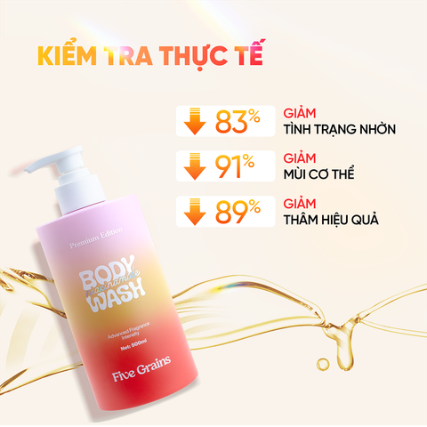 Sữa tắm Cao cấp Five Grains giúp dưỡng trắng da Niacinamide lưu hương nước hoa 500ML phiên bản nâng cấp