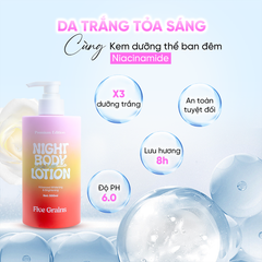 Kem dưỡng body Cao cấp Five Grains dưỡng trắng da Niacinamide, Alpha-Arbutin ban đêm bản nâng cấp 500ML