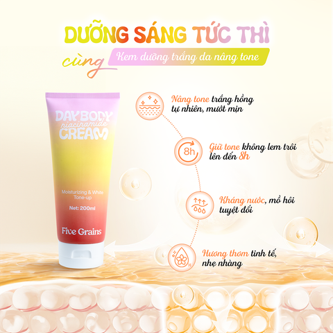 Kem dưỡng Cao cấp Five Grains trắng da Niacinamide, Alpha-Arbutin nâng tone ban ngày 200ML