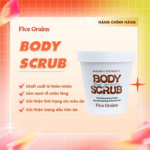 Combo Five Grains Sữa tắm 500ml và Tẩy tế bào chết body Niacinamide 200g hỗ trợ dưỡng sáng da