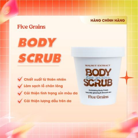 Tẩy tế bào chết body Niacinamide Cao cấp Five Grains chiết xuất quả Óc chó 200g