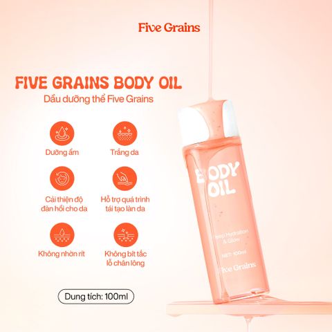Dầu Dưỡng Thể Five Grains Body Oil Dưỡng Ẩm, Tăng cường dưỡng sáng da 100ml