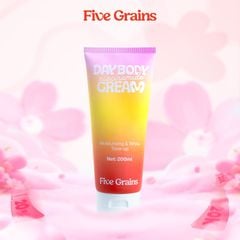 Combo kem dưỡng giúp dưỡng ẩm dưỡng trắng da body ban ngày 200ml và ban đêm 500ml Five Grains Niacinamide, Alpha-Arbutin