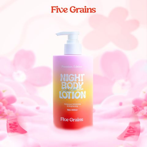 Combo Dưỡng da Cao Cấp Body Oil 100ml - Kem dưỡng ban đêm 500ml Five Grains Niacinamide, Alpha-Arbutin