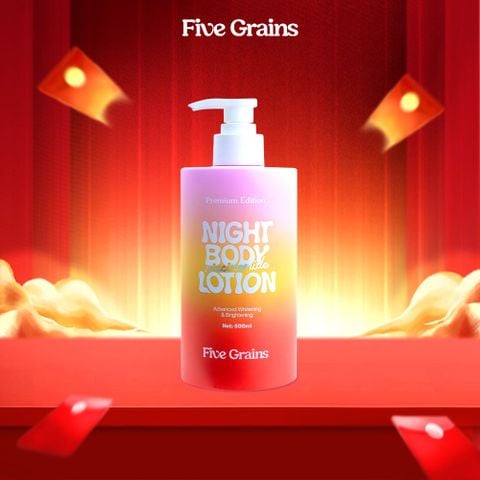 Kem dưỡng body Cao cấp Five Grains dưỡng trắng da Niacinamide, Alpha-Arbutin ban đêm bản nâng cấp 500ML