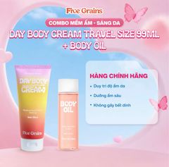 Combo Kem dưỡng ban ngày Travel Size 99ml và Body Oil 100ML Five Grains giúp dưỡng ẩm nâng tone trắng sáng da body