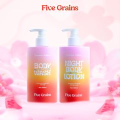 Combo dưỡng trắng da body sữa tắm, sữa dưỡng thể Five Grains Niacinamide, Alpha-Arbutin 500ml
