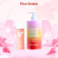 Combo Dưỡng da Cao Cấp Body Oil 100ml - Kem dưỡng ban đêm 500ml Five Grains Niacinamide, Alpha-Arbutin