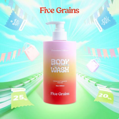Sữa tắm Cao cấp Five Grains giúp dưỡng trắng da Niacinamide lưu hương nước hoa 500ML phiên bản nâng cấp