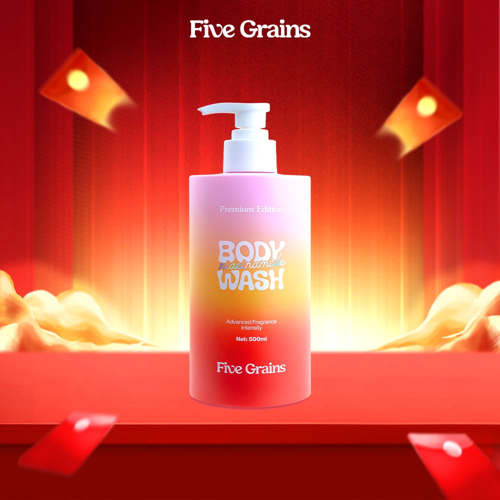 Sữa tắm Cao cấp Five Grains giúp dưỡng trắng da Niacinamide lưu hương nước hoa 500ML phiên bản nâng cấp