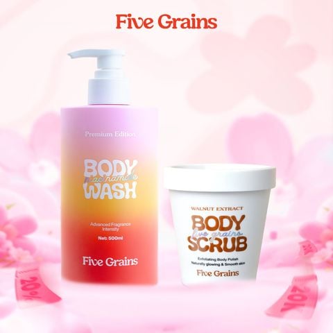 Tẩy tế bào chết body Niacinamide Cao cấp Five Grains chiết xuất quả Óc chó 200g