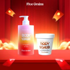 Combo Five Grains Sữa tắm 500ml và Tẩy tế bào chết body Niacinamide 200g hỗ trợ dưỡng sáng da