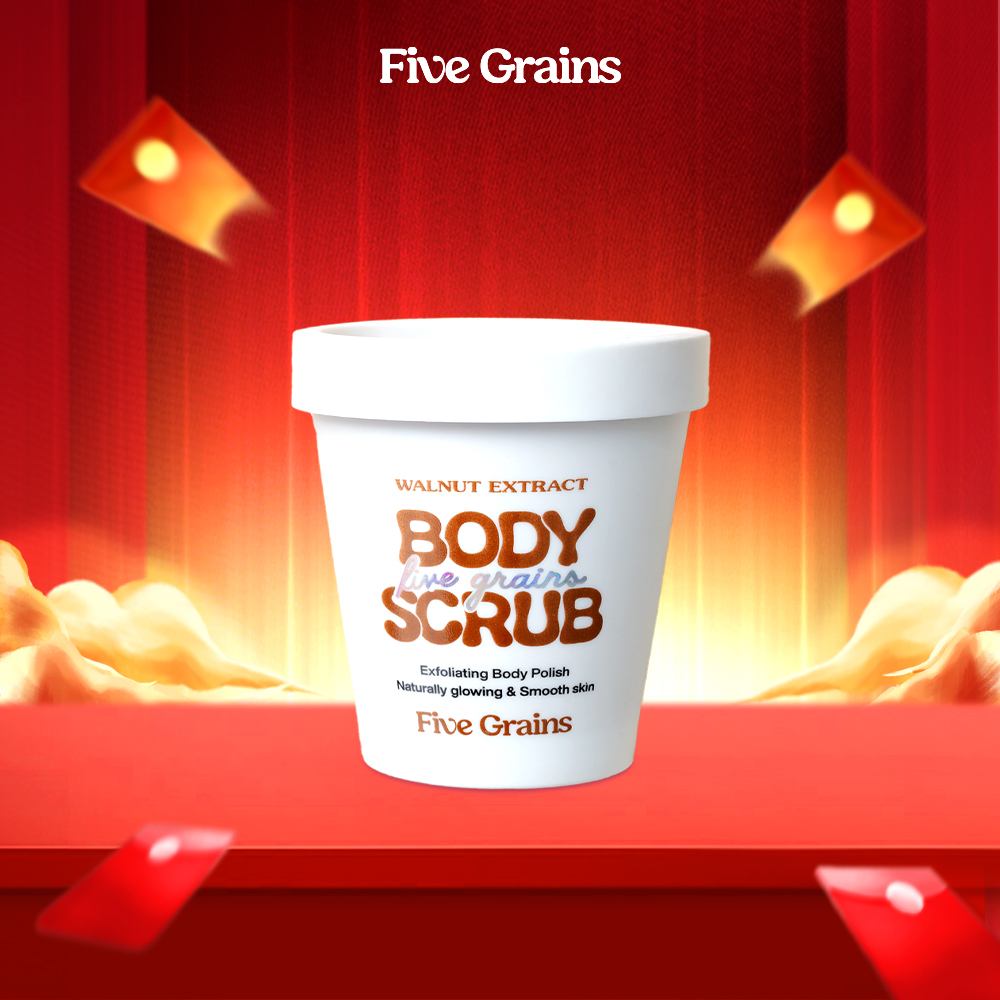 Tẩy tế bào chết body Niacinamide Cao cấp Five Grains chiết xuất quả Óc chó 200g