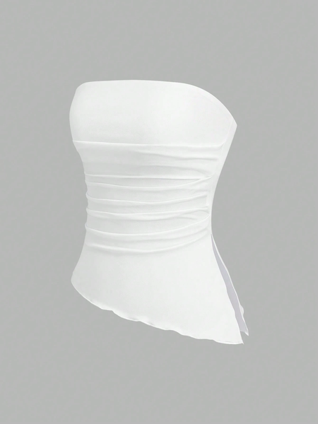 Áo Ống Nữ Sát Nách Dáng Lửng Vạt Bất Đối Xứng - Áo Kiểu Dáng Petite YN008