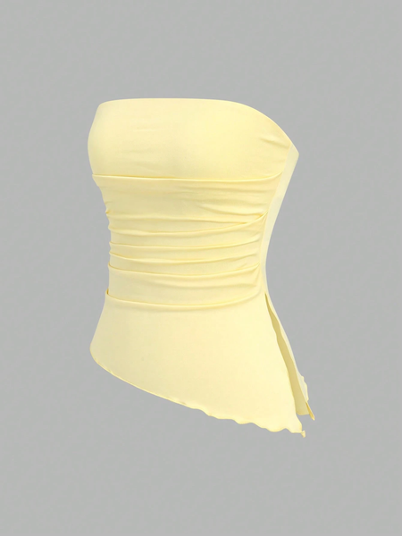 Áo Ống Nữ Sát Nách Dáng Lửng Vạt Bất Đối Xứng - Áo Kiểu Dáng Petite YN008