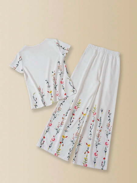 Set đồ 2 món hoạ tiết nhẹ nhàng, phong cách casual mặc thường ngày YN006