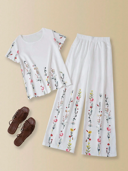 Set đồ 2 món hoạ tiết nhẹ nhàng, phong cách casual mặc thường ngày YN006