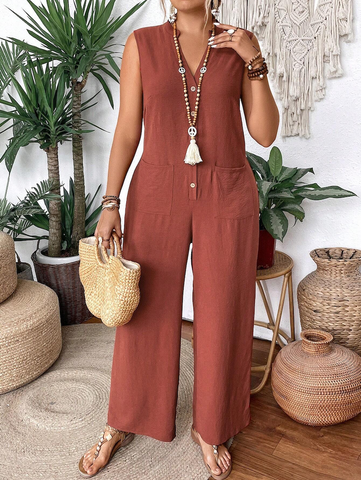 Đồ Bay Nữ Big Size Sát Nách Phong Cách Bohemian - Jumpsuit Hè Có Túi Dáng Rộng Thoải Mái YN007