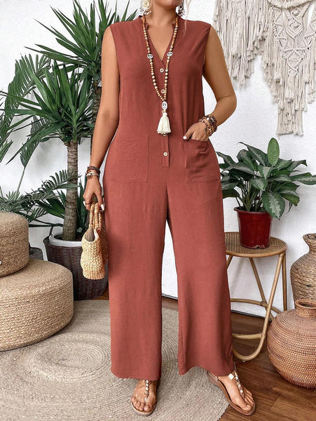 Đồ Bay Nữ Big Size Sát Nách Phong Cách Bohemian - Jumpsuit Hè Có Túi Dáng Rộng Thoải Mái YN007
