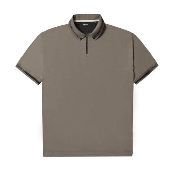 Áo Polo nam cổ khóa kéo KC, Viền bo dệt logo Jacquard, Vải thun Jersey cao cấp, Áo polo zip hiện đại