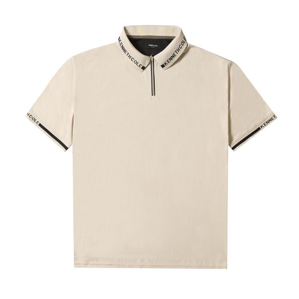 Áo Polo nam cổ khóa kéo KC, Viền bo dệt logo Jacquard, Vải thun Jersey cao cấp, Áo polo zip hiện đại