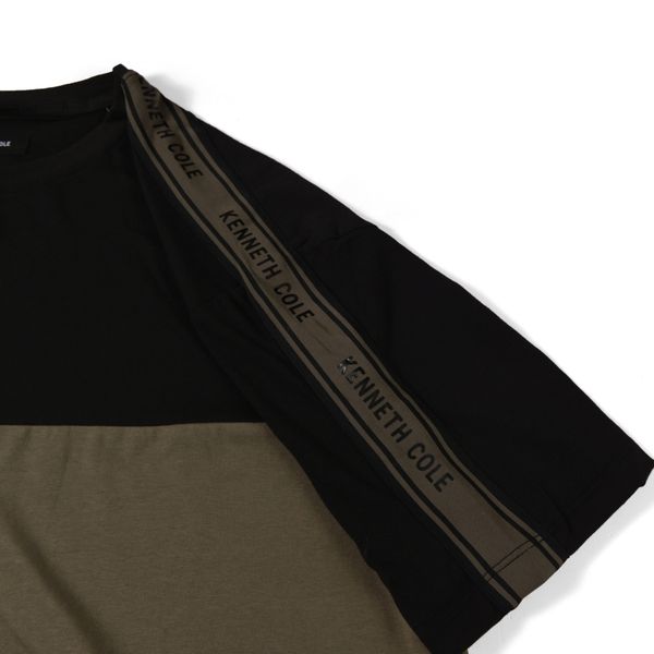 Áo Thun Nam KC Tay Lỡ Form Rộng Unisex Phối Màu Đen Rêu - Streetwear Cá Tính