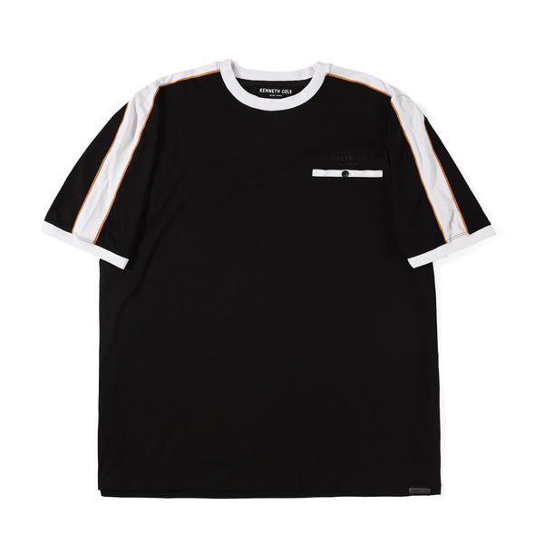 Áo Thun Cổ Tròn KC Line Có Túi Ngực Phối Sọc Trắng/Cam Tinh Tế Big Size