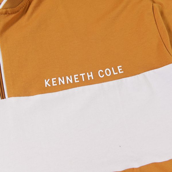 Áo Thun KC Nam Tay Ngắn Màu Mustard Khóa Zip Phối Sọc Ngang Ngực