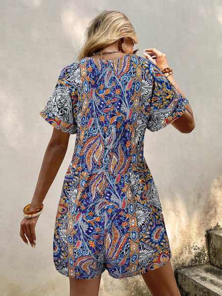 Jumpsuit Nữ Họa Tiết Paisley Phong Cách Boho