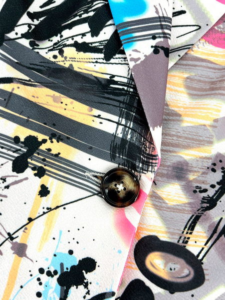 Áo Khoác Blazer Cổ Ve Họa Tiết Graffiti Phủ Khắp, Cá Tính Nổi Bật Cho Thu Đông YN038