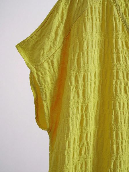 Đầm Big Size Nữ Cổ Chữ V Tay Ngắn Dáng Suông, Nhấn Nhún Phong Cách Tự Do YN036