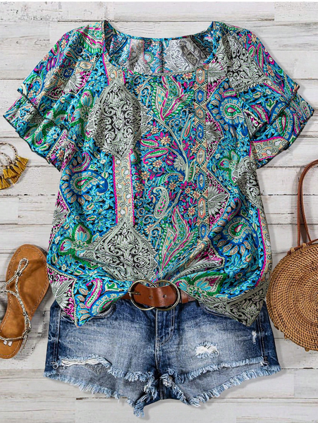 Áo Blouse Nữ Tay Nhún Bèo Họa Tiết Hoa Điều Hai Lớp YN045