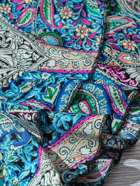 Áo Blouse Nữ Tay Nhún Bèo Họa Tiết Hoa Điều Hai Lớp YN045