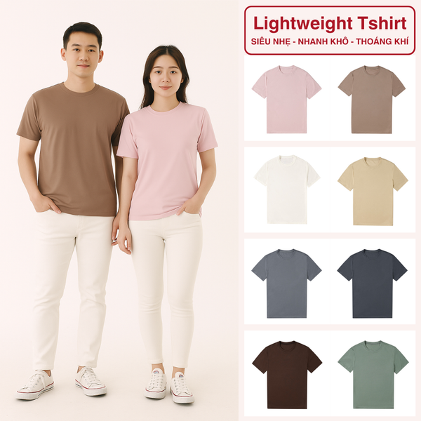 Áo Thun Trơn Unisex Lightweight YOURNAME Vải Mesh Kim Siêu Nhẹ, Nhanh Khô, Thoáng Khí, Nhiều Màu Thời Thượng