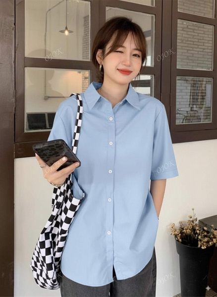 Áo sơ mi nữ tay lỡ form rộng casual blouse, phong cách đơn giản mặc hàng ngày YN001