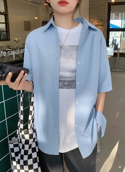 Áo sơ mi nữ tay lỡ form rộng casual blouse, phong cách đơn giản mặc hàng ngày YN001