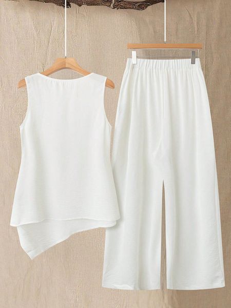 Bộ Đồ Nữ Big Size Màu Trơn Áo Sát Nách Quần Dài - Đồ Mặc Hàng Ngày Dáng Suông Tối Giản YN011