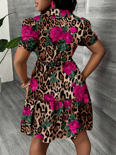 Đầm Họa Tiết Hoa Hồng, Da Báo Thời Thượng YN072