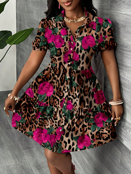 Đầm Họa Tiết Hoa Hồng, Da Báo Thời Thượng YN072