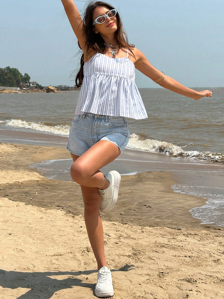 Áo Tank Top Nữ Sát Nách Kẻ Sọc Xanh YN075