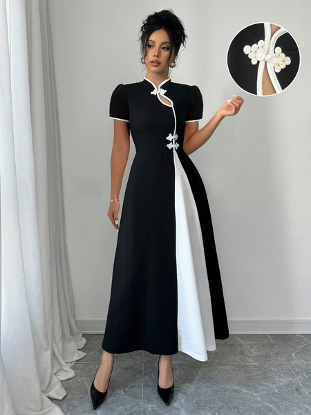 Đầm Nữ Cổ Tàu Đen Phong Cách YN076