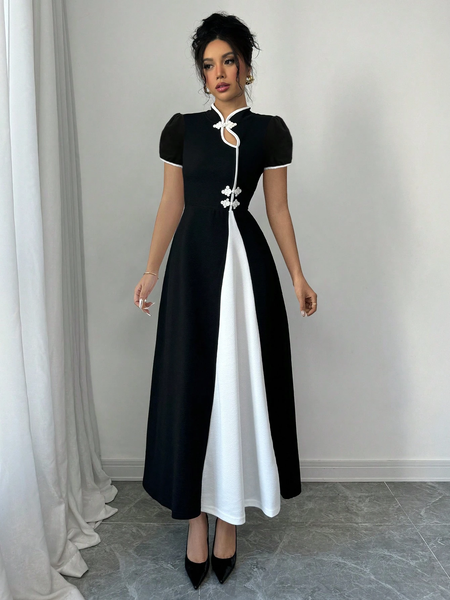 Đầm Nữ Cổ Tàu Đen Phong Cách YN076