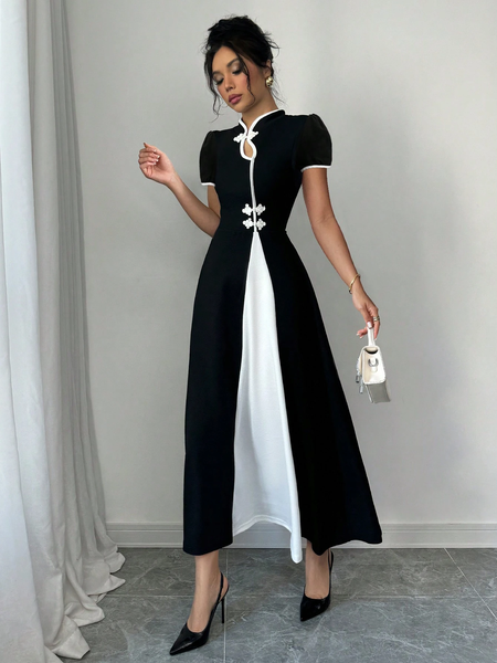 Đầm Nữ Cổ Tàu Đen Phong Cách YN076