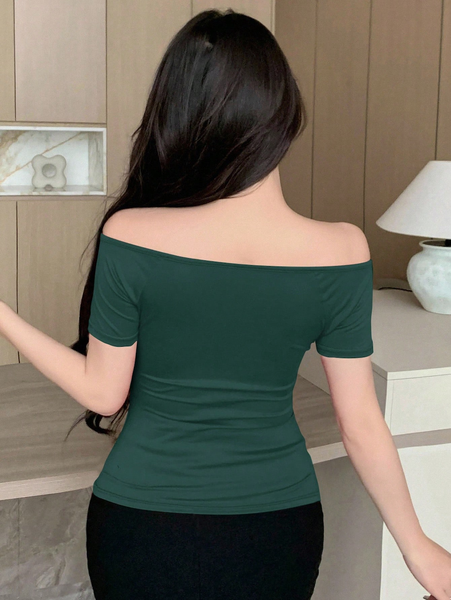 Áo Thun Nữ Tay Ngắn Vạt Chéo Màu Trơn YN095