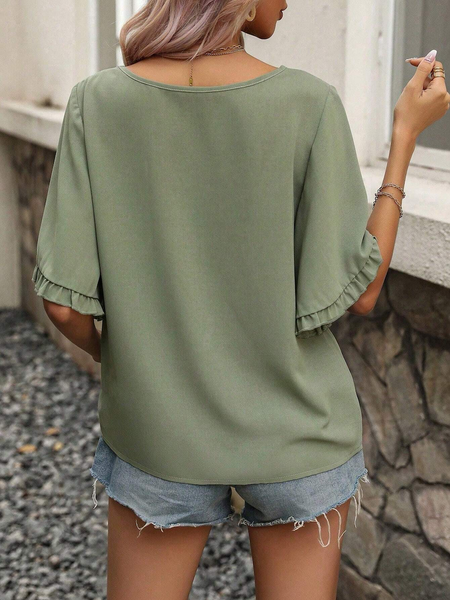 Áo Blouse Nữ Tay Bướm Nhấn Bèo YN098