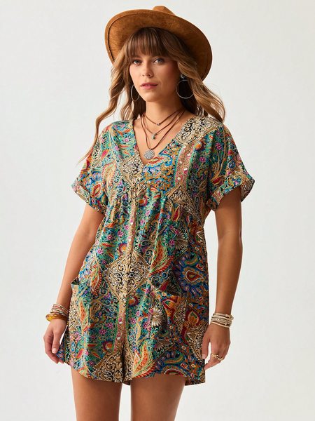 Jum Nữ Boho Họa Tiết Đa Sắc YN106